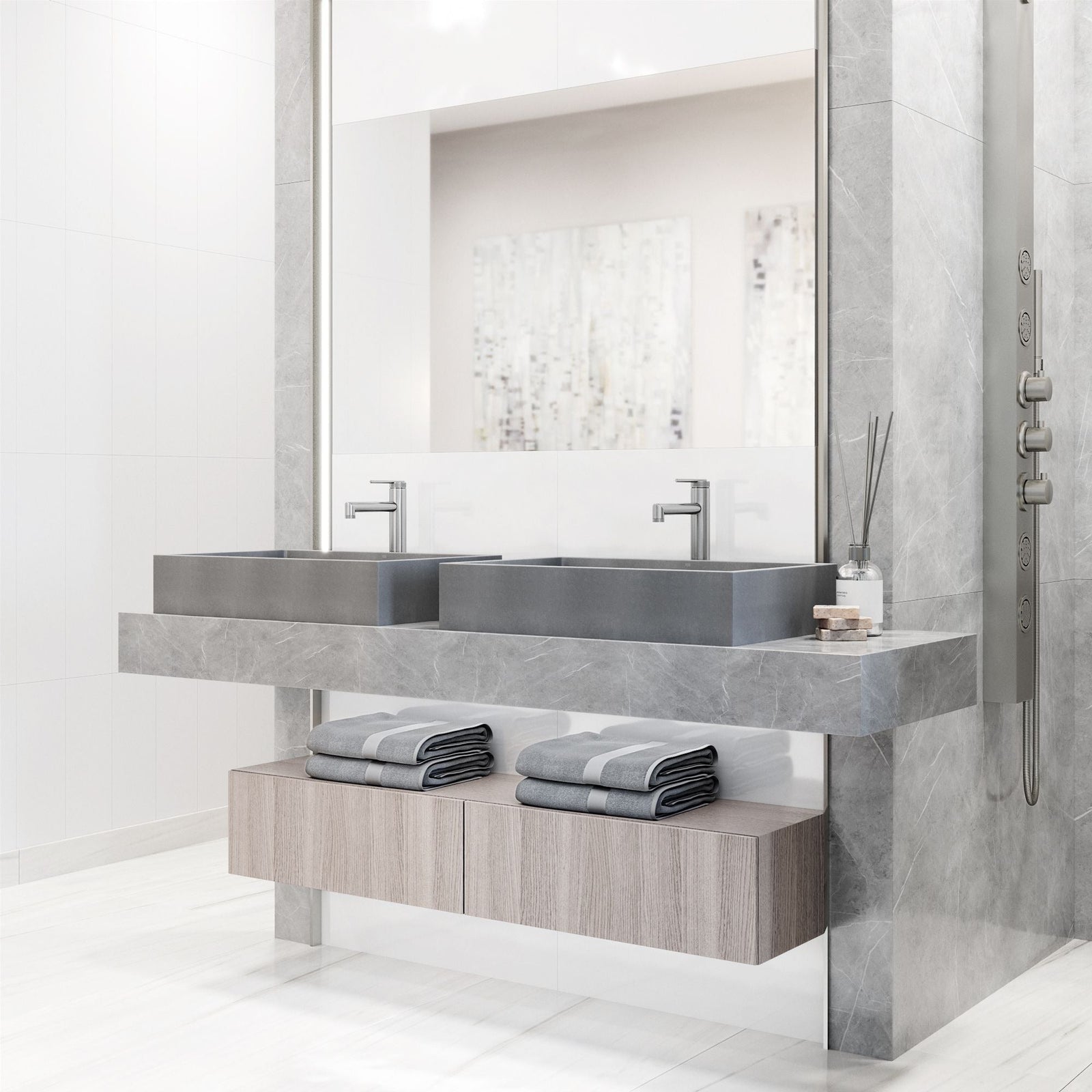 Orvieto Gothic ConcretoStone 24x15-in Deep Grey Bathroom Sink/Basin with Rectangular Vessel C2Q4 - product image 4