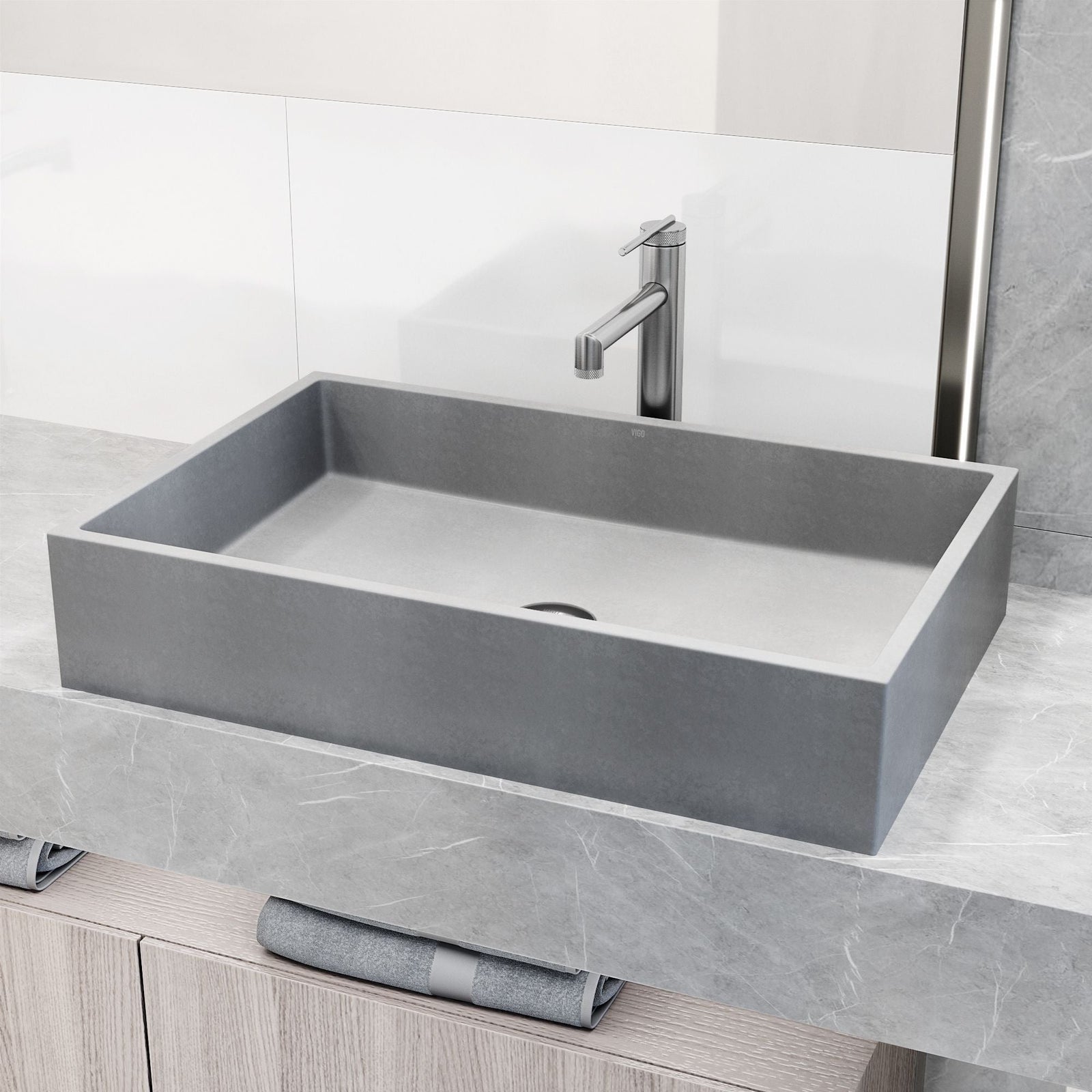 Orvieto Gothic ConcretoStone 24x15-in Deep Grey Bathroom Sink/Basin with Rectangular Vessel C2Q4 - product image 5