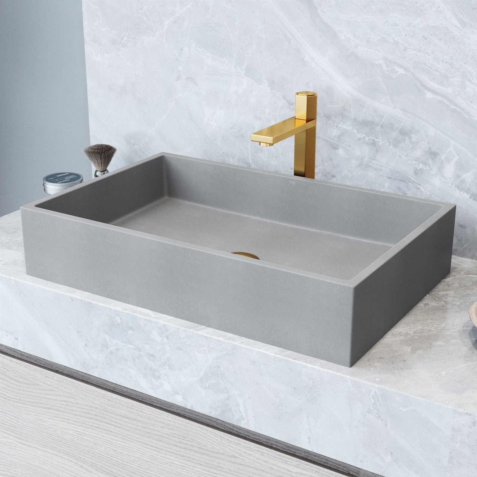 Orvieto Gothic ConcretoStone 24x15-in Deep Grey Bathroom Sink/Basin with Rectangular Vessel C2Q4 - product image 6