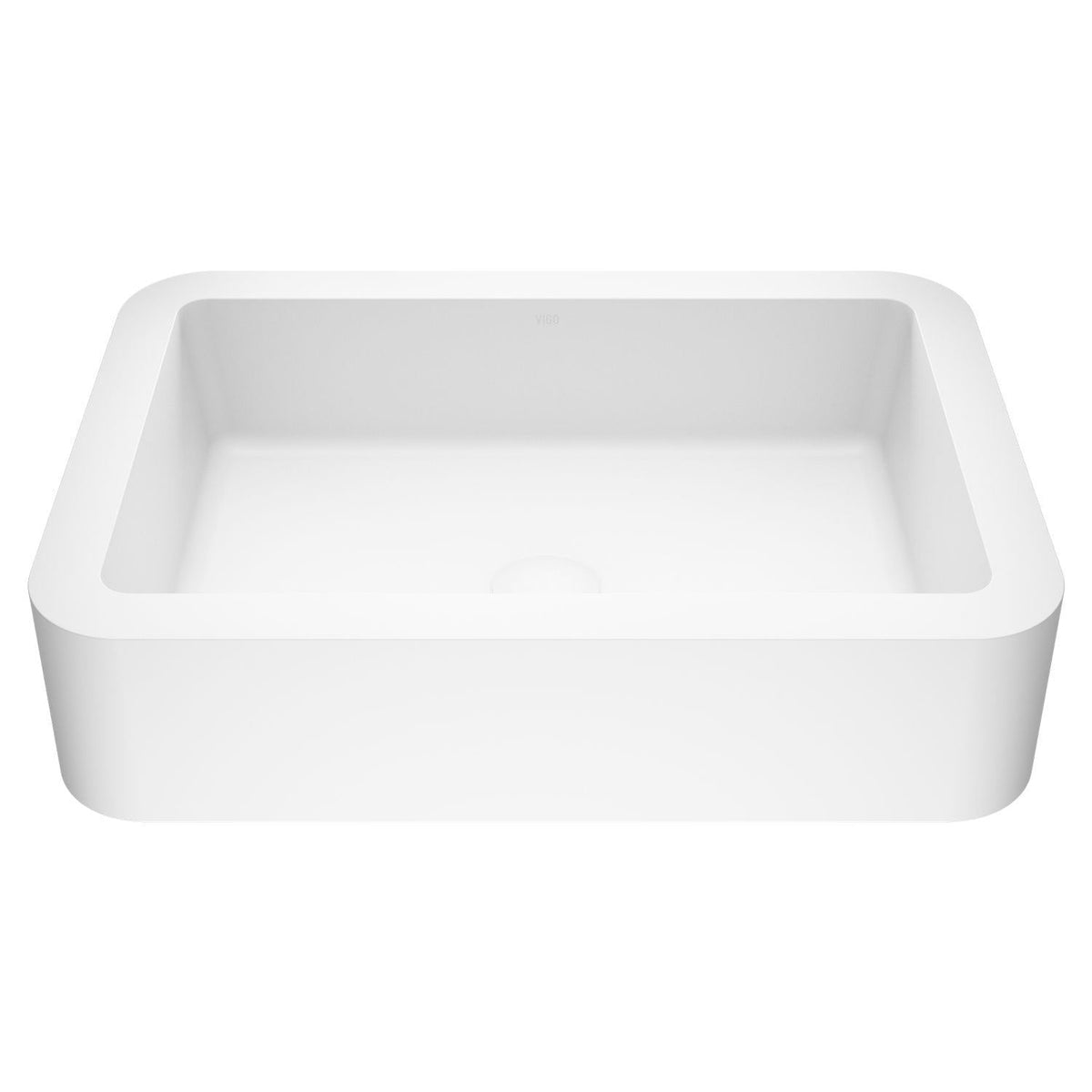 Petunia Matte Stone Rectangular Composite Vessel Bathroom Sink/Basin with Rounded Edges & Deep Bowl, White P5A9 - product image 1
