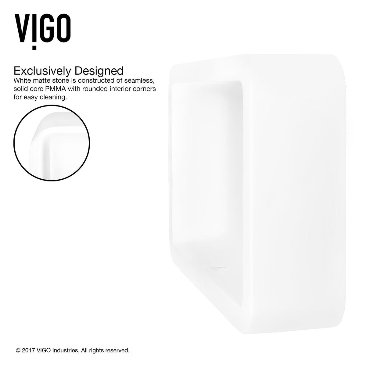 Petunia Matte Stone Rectangular Composite Vessel Bathroom Sink/Basin with Rounded Edges & Deep Bowl, White P5A9 - product image 3
