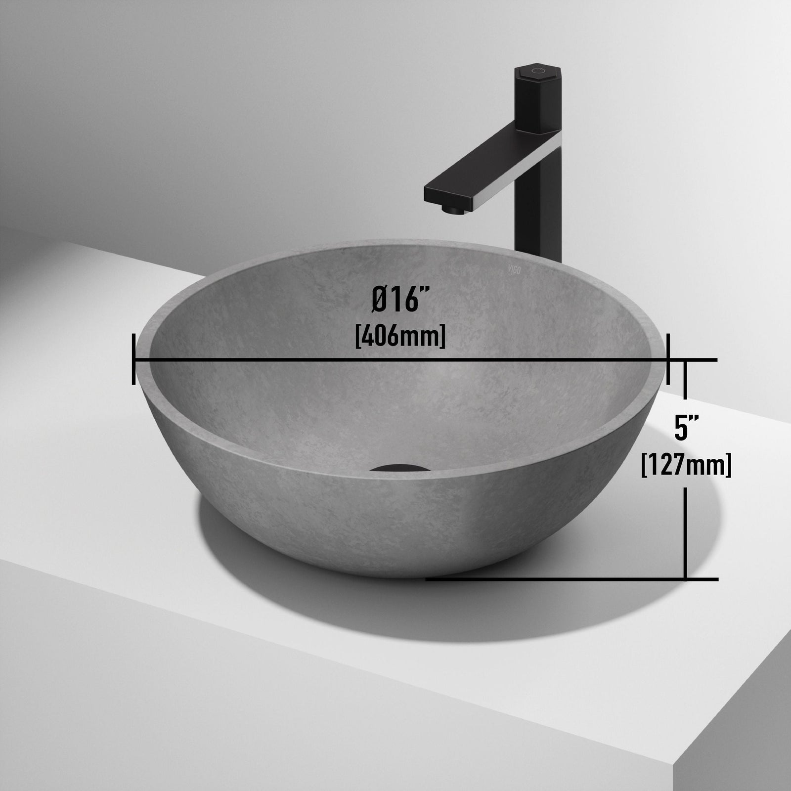 Ravenna Gothic ConcretoStone 16x16-in Deep Grey Bathroom Sink/Basin with Round Vessel M7V0 - product image 3