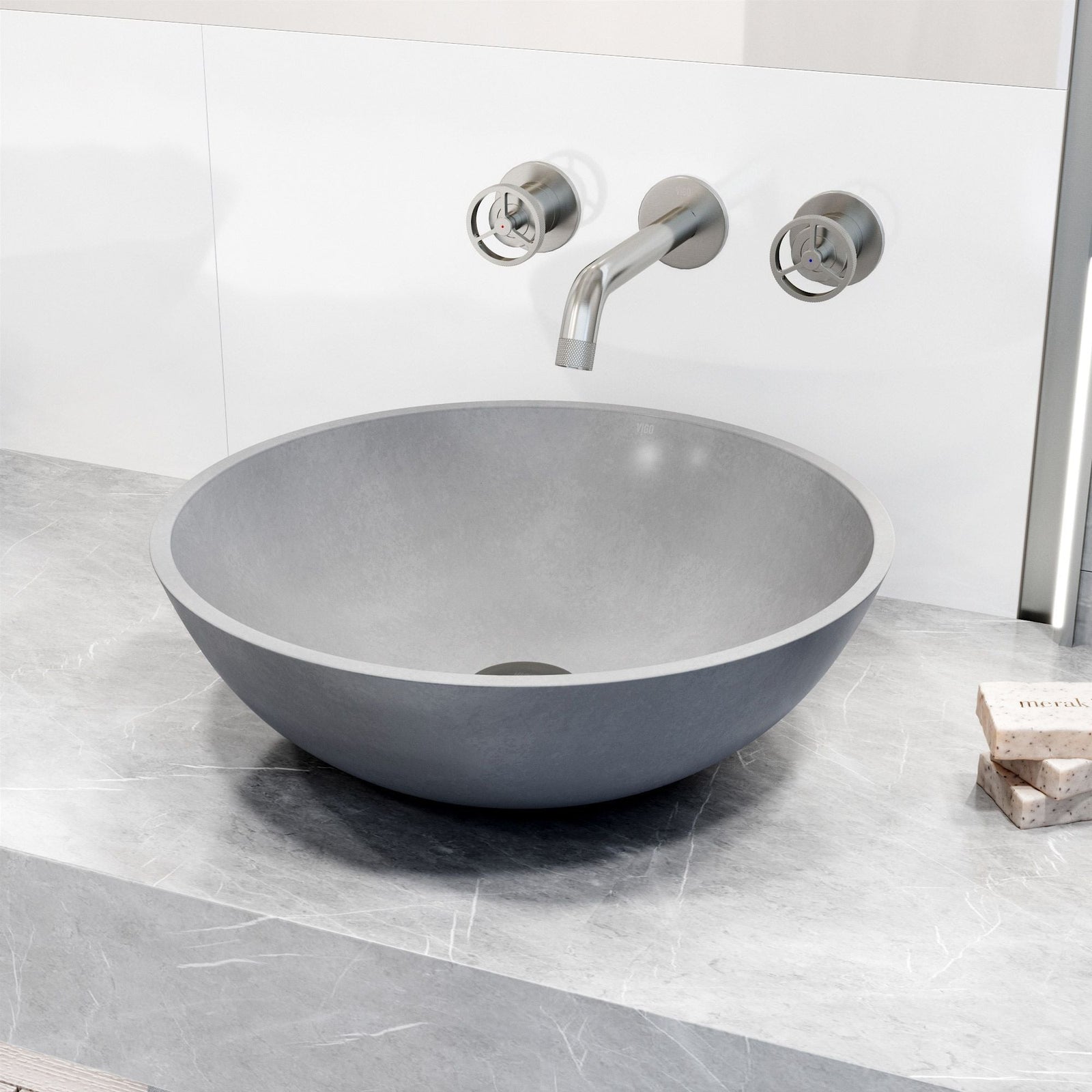 Ravenna Gothic ConcretoStone 16x16-in Deep Grey Bathroom Sink/Basin with Round Vessel M7V0 - product image 5