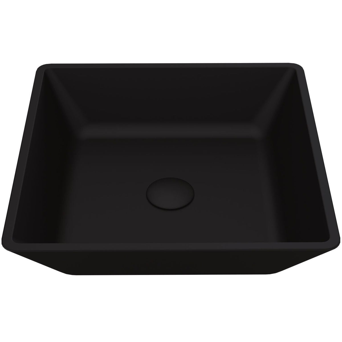 Roma Glass Square Vessel Bathroom Sink/Basin with Rounded Edges & Deep Bowl, Black X8U6 - product image 1