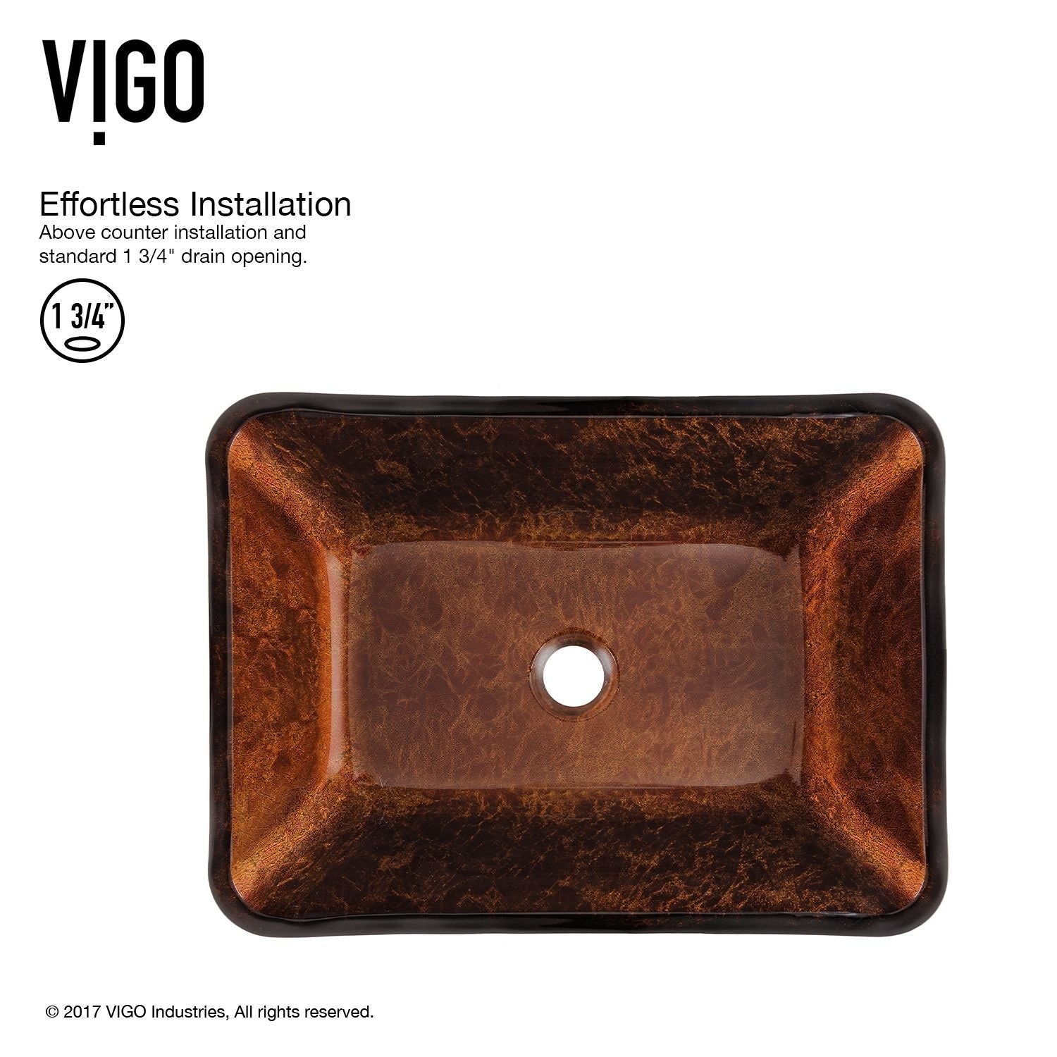 Russet Glass 18-in Red/Brown Bathroom Sink/Basin Set with Niko Faucet and Rectangular Vessel L8R5 - product image 4