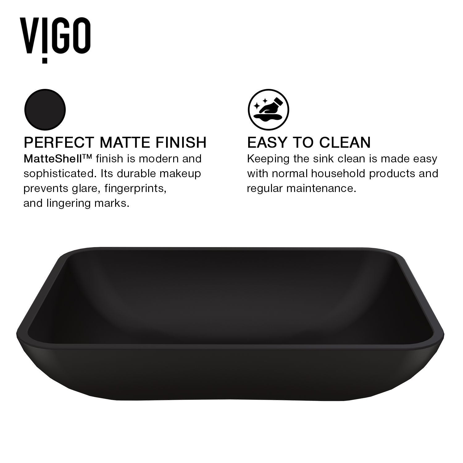 Sottile MatteShell Matte Black Bathroom Sink/Basin Set with Lexington Faucet and Glass Rectangular Vessel I2F0 - product image 4