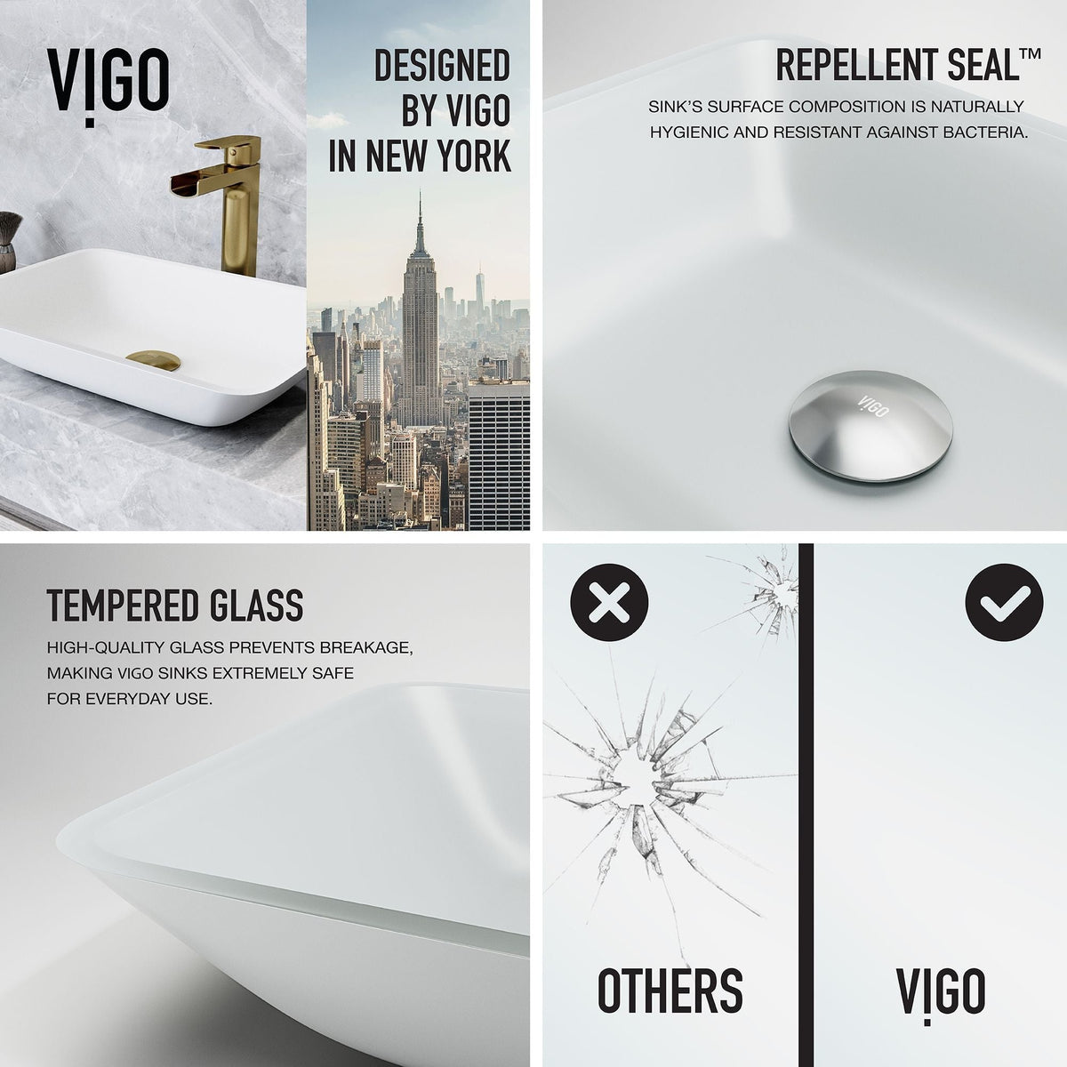 Sottile MatteShell White Bathroom Sink/Basin Set with Amada Faucet and Glass Rectangular Vessel D1P1 - product image 3