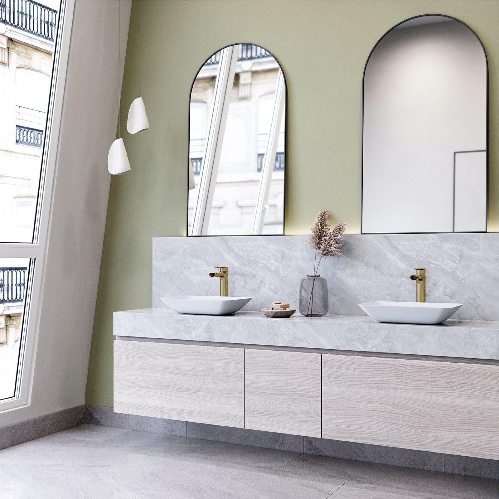 Sottile MatteShell White Bathroom Sink/Basin Set with Amada Faucet and Glass Rectangular Vessel N5E2 - product image 8