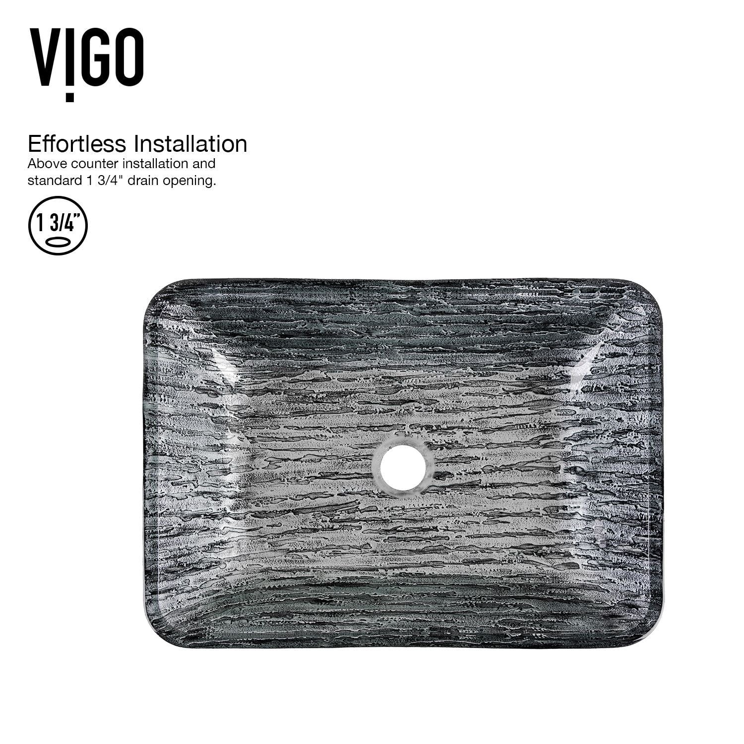 Titanium Glass Slate Grey Bathroom Sink/Basin Set with Lexington Faucet and Rectangular Vessel E3W8 - product image 3