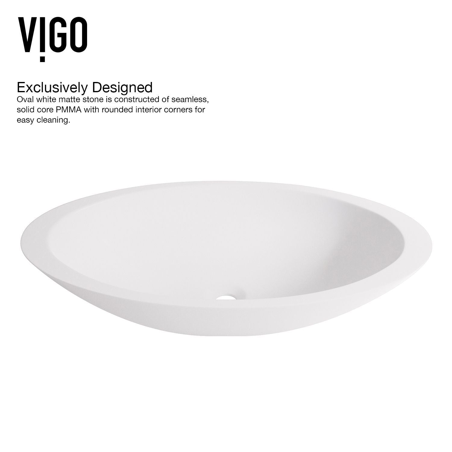 Wisteria MatteStone White Bathroom Sink/Basin Set with Amada Faucet and Oval Composite Vessel I9F7 - product image 3