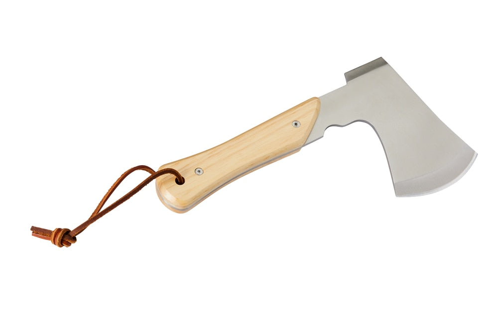 Mini Pack Axe, Steel Single-Bit Hatchet Axe with Wooden Handle, Leather Sheath & Strap Q2Q1 - product image 4