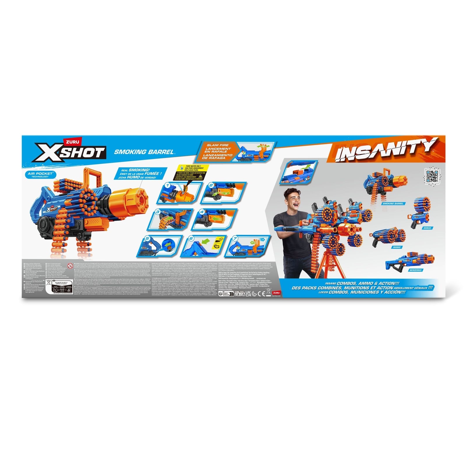 X-Shot Insanity Smoking Barrel Foam Dart Toy Blaster with 72 Darts T8V5 - product image 2