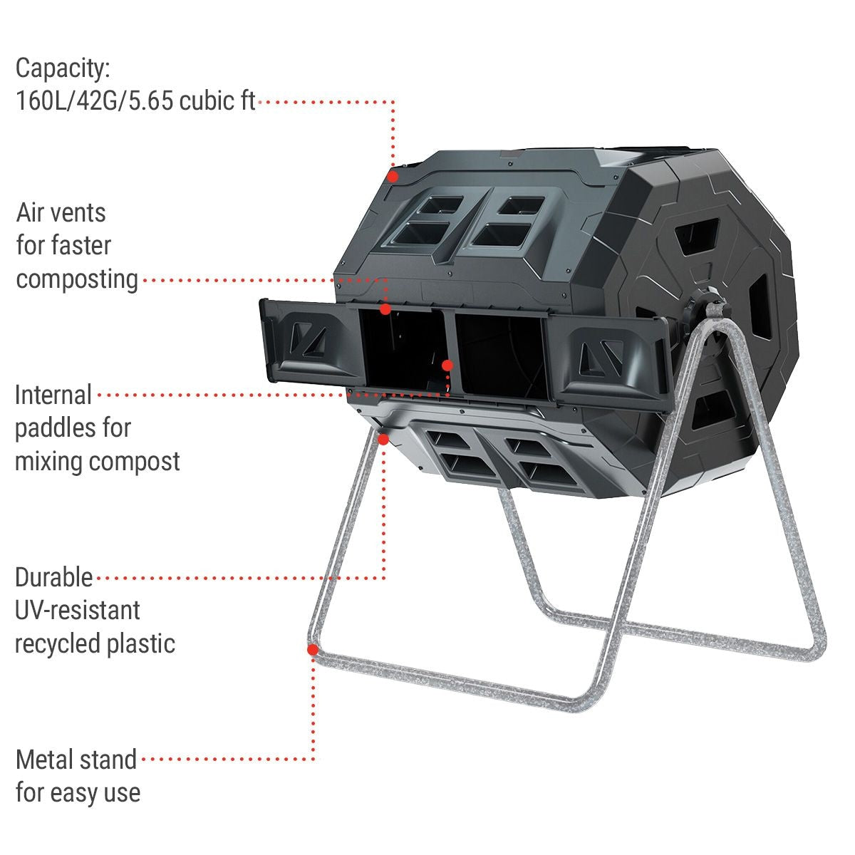 Tumbling Composter with Two Chambers J4B5 - product image 3