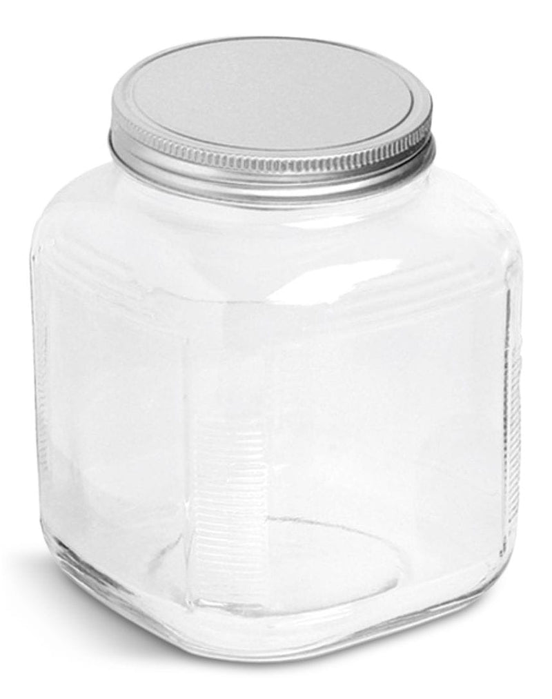 Cracker Jar, with Silver Lid, 1-Gal, Clear & Durable Glass U6V6