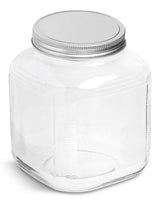 Cracker Jar, with Silver Lid, 1-Gal, Clear & Durable Glass W7J7 - product image 1