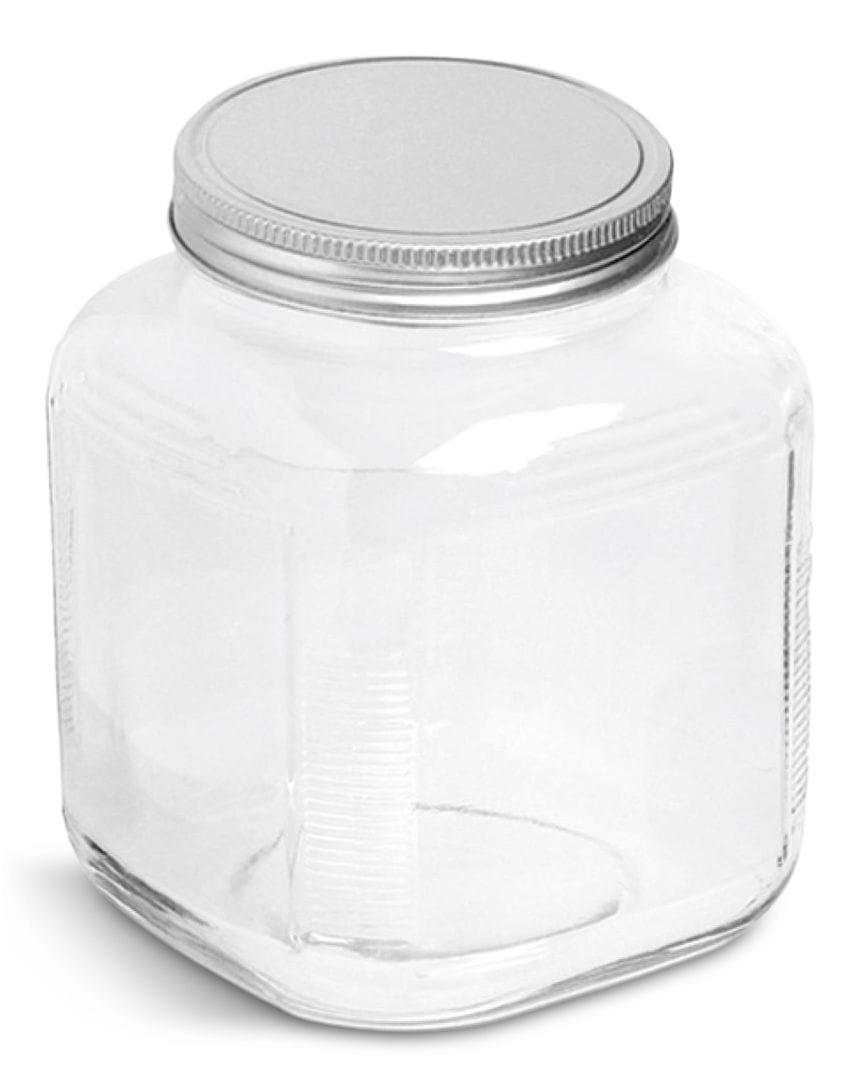 Cracker Jar, with Silver Lid, 1-Gal, Clear & Durable Glass W7J7 - product image 1