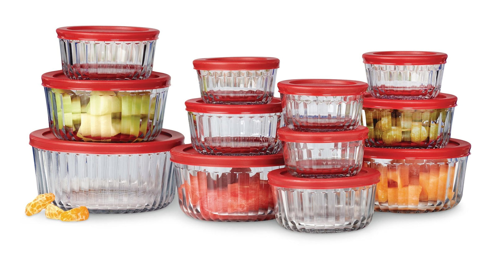 Fluted Glass Food Storage Set with Lids, 12 Count Z6L5 - product image 1