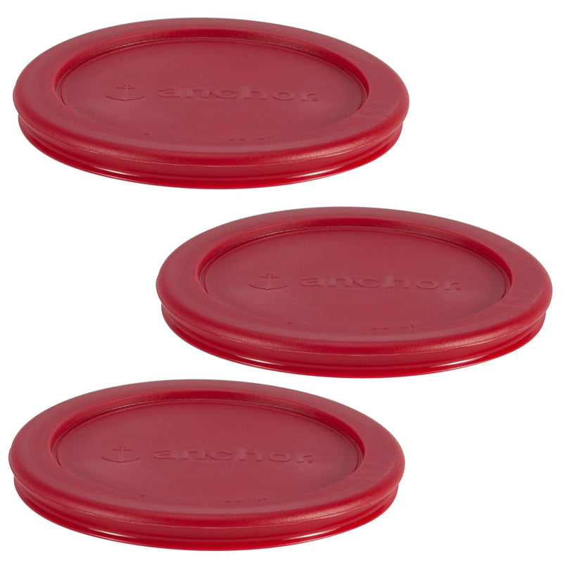 Plastic Lid Set, Red, 3-pc x 2-Cup E3G7