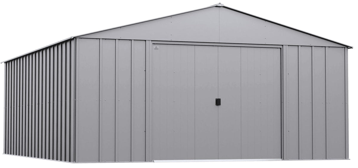 Classic 14x17-ft Flute Grey Corrosion-Resistant Metal Shed B8Q5 - product image 1