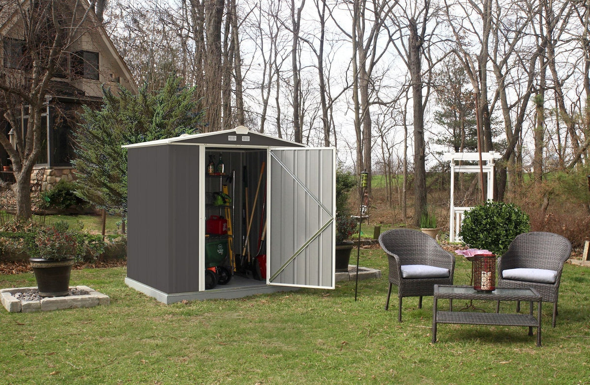 EZEE Galvanized Steel Storage Shed with Low Gable Roof, Charcoal/Cream, 6-ft x 5-ft H8C0 - product image 7