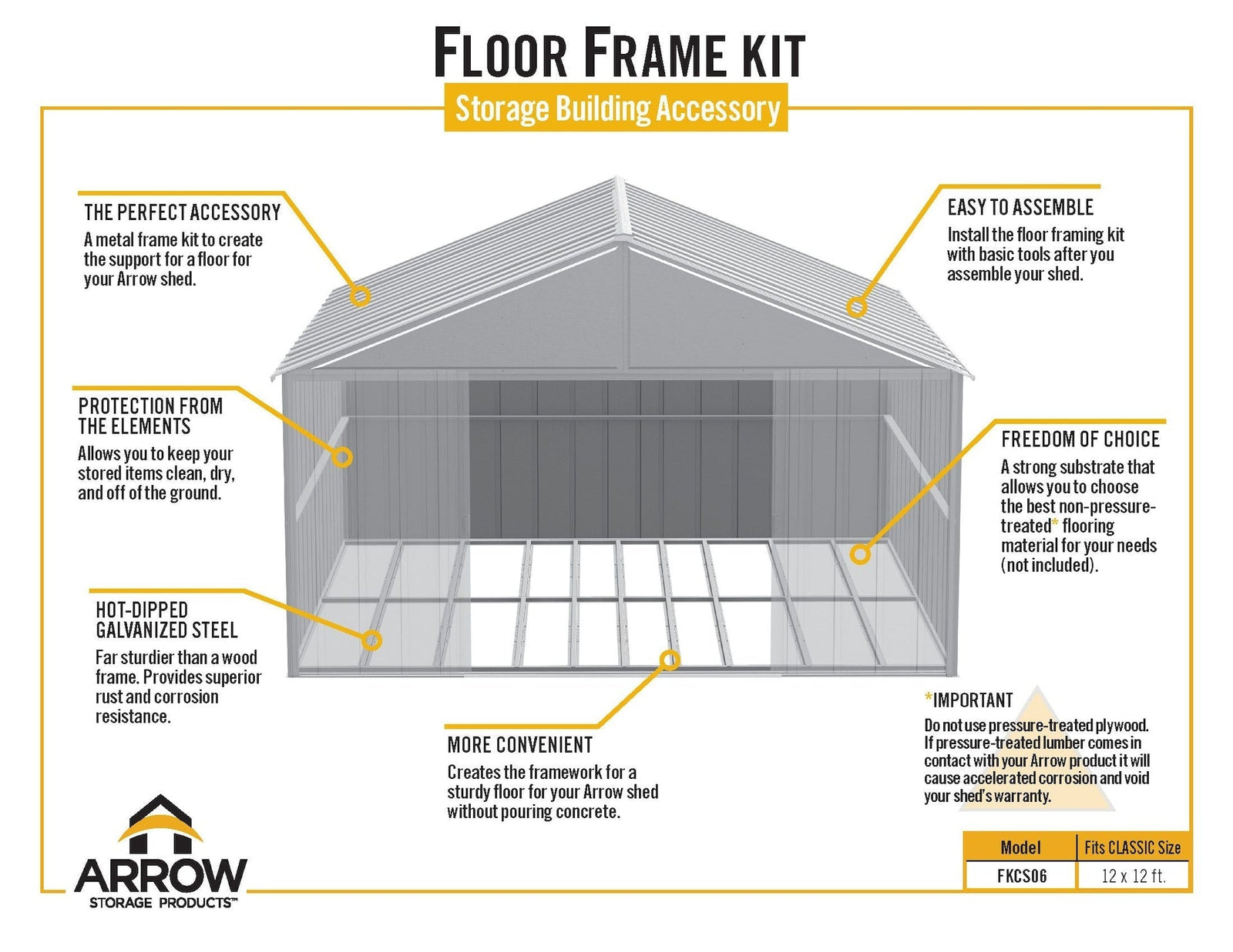 Floor Frame Kit for Classic 12x12-ft Sheds D4W1 - product image 5