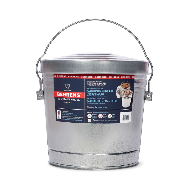 Galvanized Steel Multi-Use/Garbage Can with Locking Lid, 22-L (6 US gal) P0R3