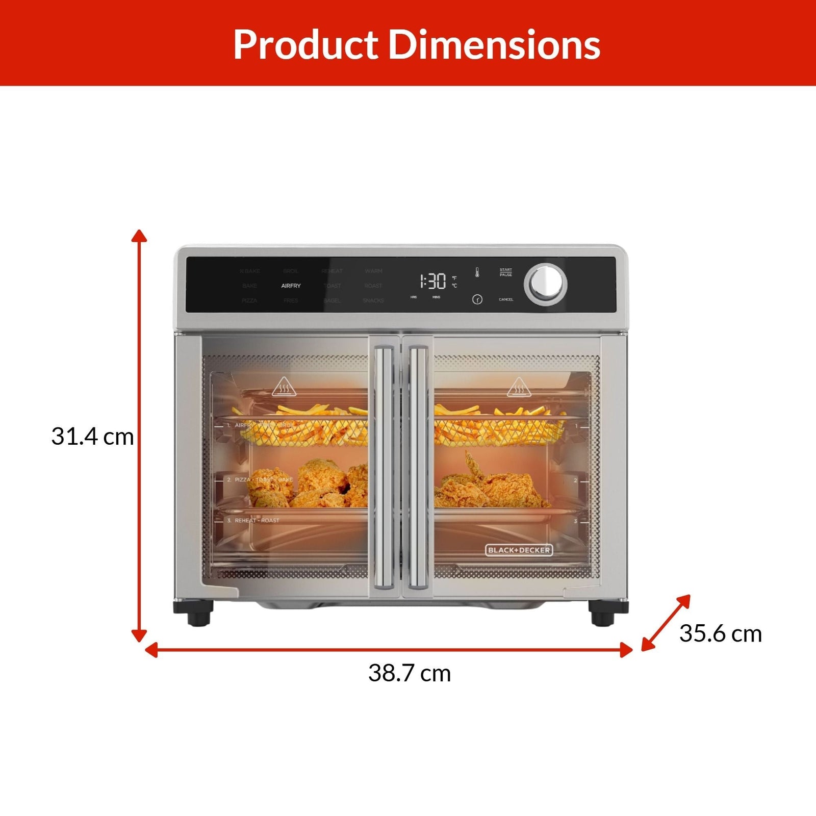 12-in-1 French Door Digital Countertop Convection Oven with Air Fry, 6-Slices K1U4 - product image 2