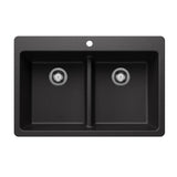 Liven SILGRANIT 33-in 50/50 Double Bowl Dual Mount Kitchen Sink with Low Divide, Anthracite L5U0 - product image 1