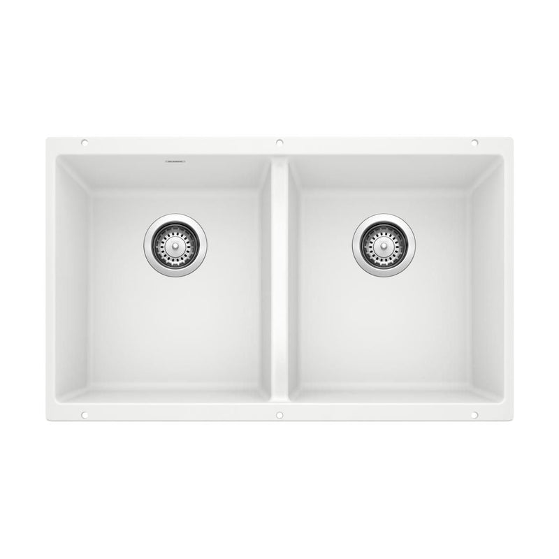 Precis SILGRANIT 29-in 50/50 Double Bowl Undermount Kitchen Sink, White N3O8