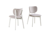 Dua Cream Fabric Upholstered Dining Chair with Curved Backrest, 2-pc B9R1 - product image 2
