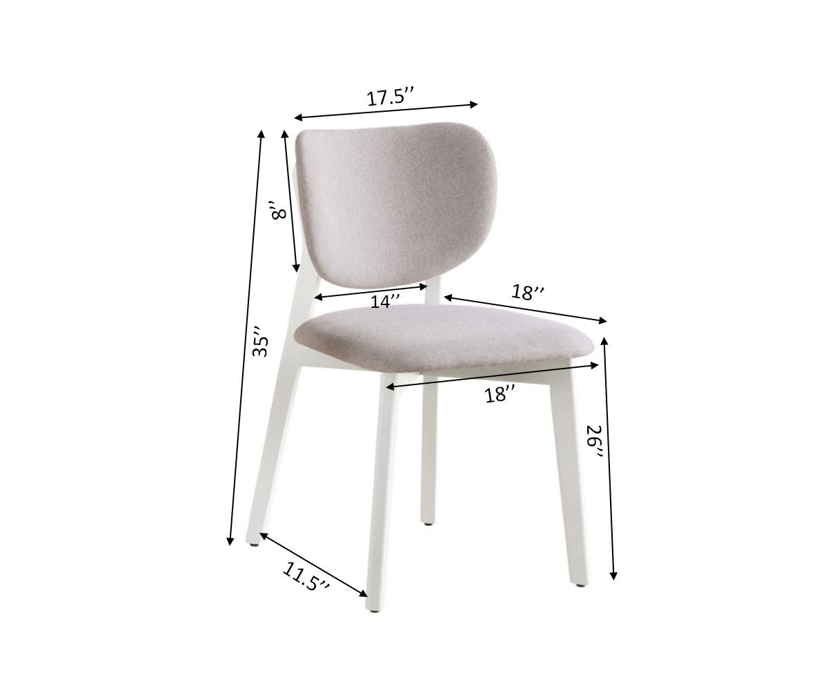 Dua Cream Fabric Upholstered Dining Chair with Curved Backrest, 2-pc B9R1 - product image 3