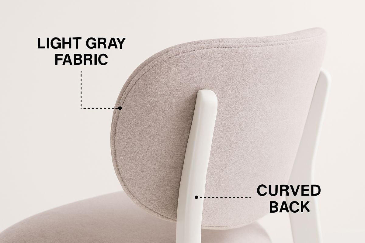 Dua Cream Fabric Upholstered Dining Chair with Curved Backrest, 2-pc B9R1 - product image 5