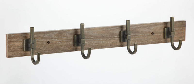 4-Hook Rail, Weathered Walnut, 27-in A3A9