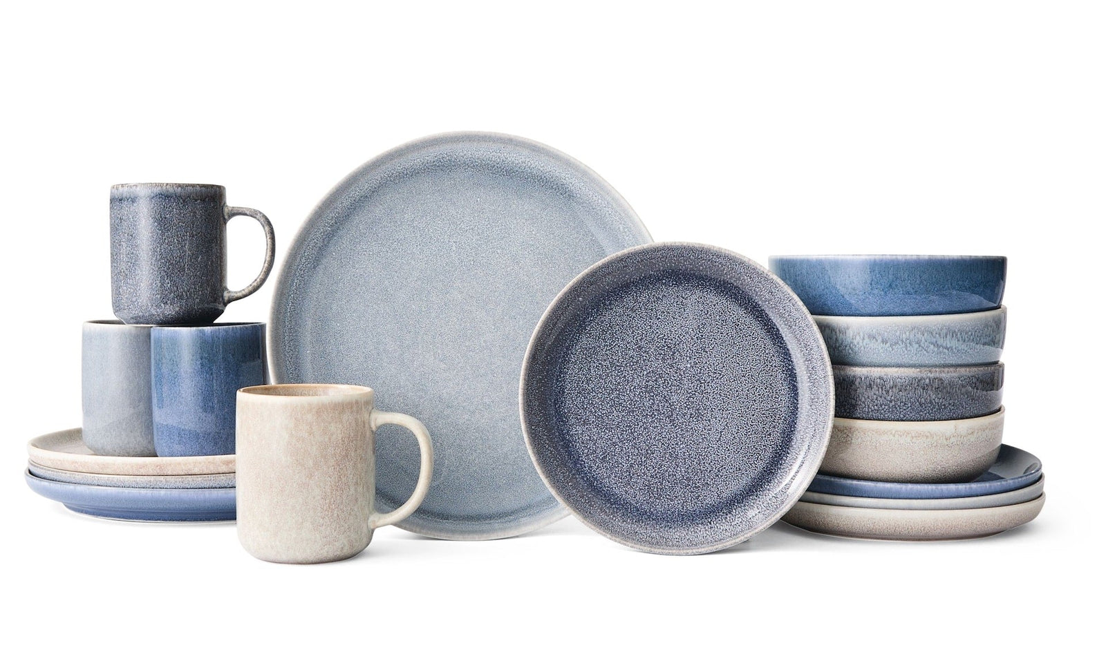 Agora 4-Tone Stoneware Dinnerware Set with Mugs, Serves 4, 16-pc, Coastal Blue A8E9 - product image 1
