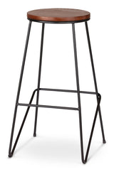 Axel Round Metal & Solid Wood Top Counter Stool Armless Backless, Black/Brown Z2P6 - product image 1