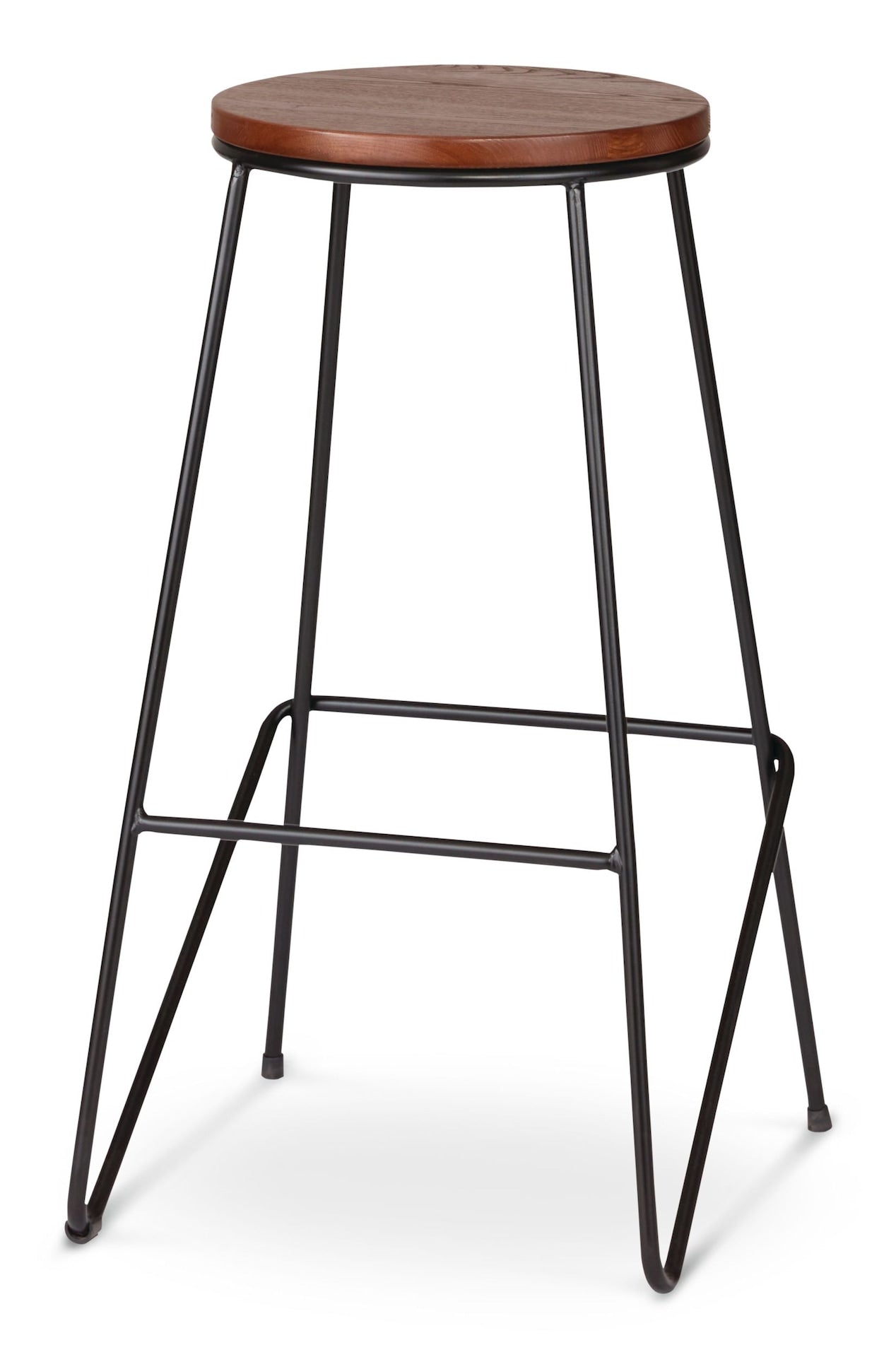 Axel Round Metal & Solid Wood Top Counter Stool Armless Backless, Black/Brown Z2P6 - product image 1