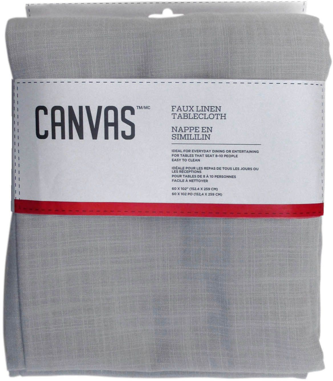 Faux Linen Rectangle Tablecloth, 60-in x 102-in, Light Grey I2S1 - product image 1