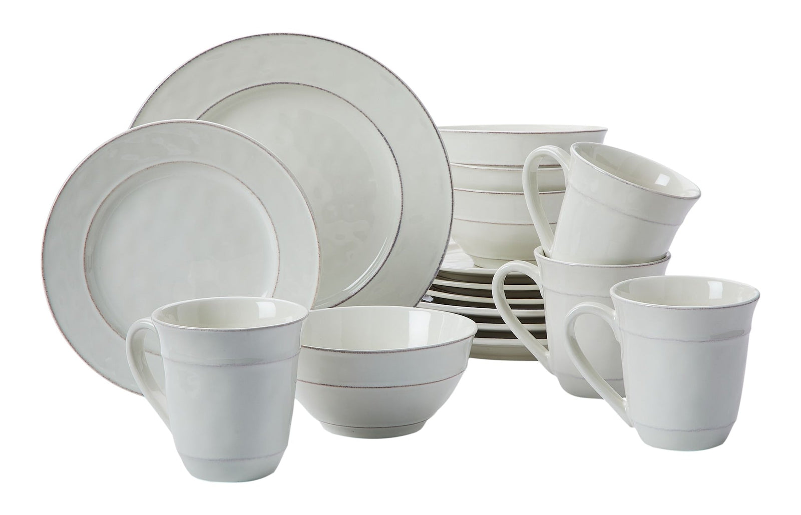 Gablehurst Stoneware Dinnerware Set with Mugs, Serves 4, 16-pc, Cream Reactive Glaze X6Z1 - product image 1