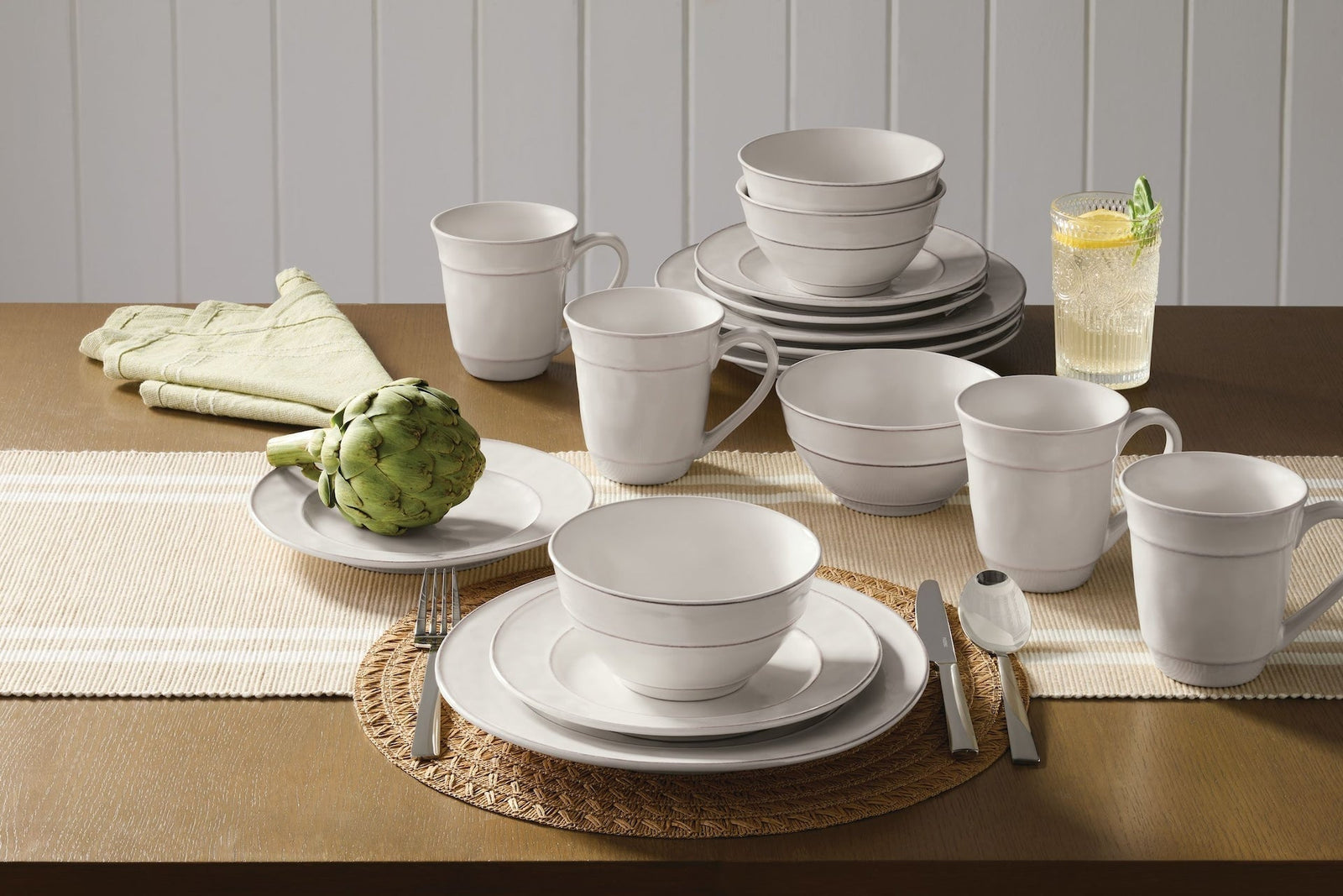 Gablehurst Stoneware Dinnerware Set with Mugs, Serves 4, 16-pc, Cream Reactive Glaze X6Z1 - product image 4