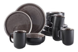 Kenway Stoneware Dinnerware Set, Serves 4, 16-pc, Matte Black & Taupe Reactive Glaze N9R7 - product image 1