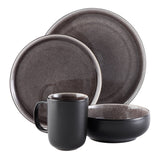 Kenway Stoneware Dinnerware Set, Serves 4, 16-pc, Matte Black & Taupe Reactive Glaze N9R7 - product image 4