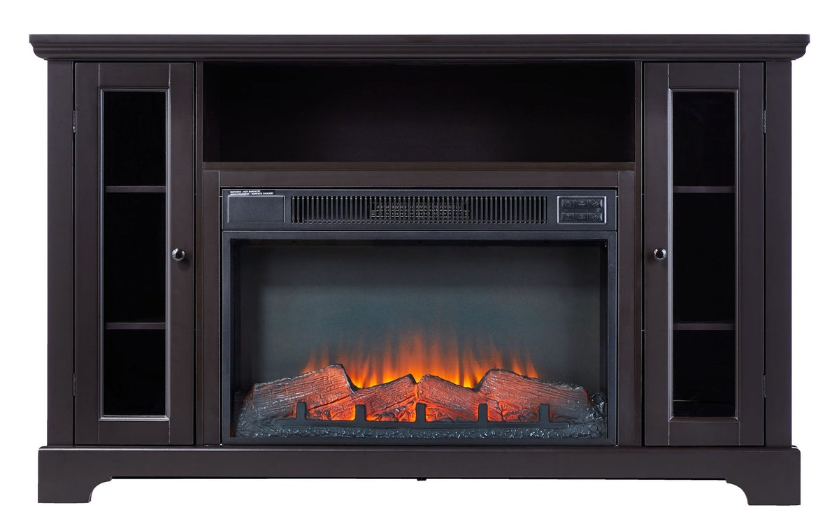 Kingwood Media Electric Fireplace TV Stand, 57-in, 1500W, Includes Remote Control, Brown M8H9 - product image 1