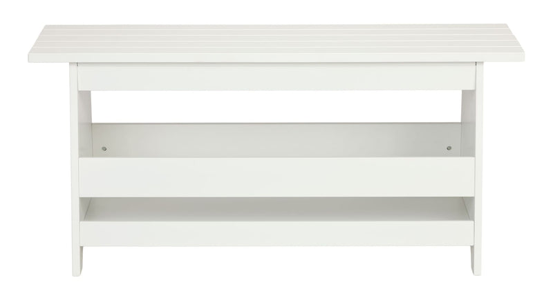 Kya Wooden Entryway Bench with Storage Rack, White D5H8
