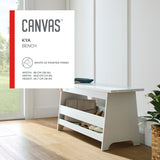 Kya Wooden Entryway Bench with Storage Rack, White D5H8 - product image 4