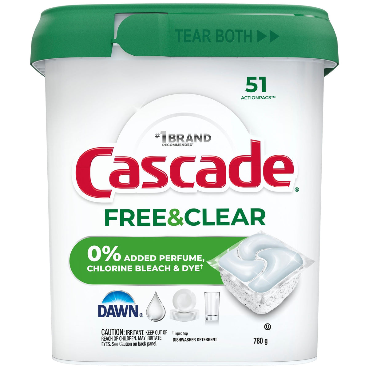 Free & Clear ActionPacs Dishwasher Detergent Pods, Unscented, 51-pk K9C6 - product image 1