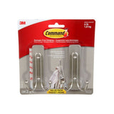 Large Decorative Double Hooks Value Pack with Adhesive Strips, Brushed Nickel, 4-lbs, 2 Strips per Pack P5N6 - product image 1