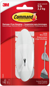Large Wire Hook with Adhesive Strips, White, 5-lbs, 1 Strip per Pack W3D7 - product image 1