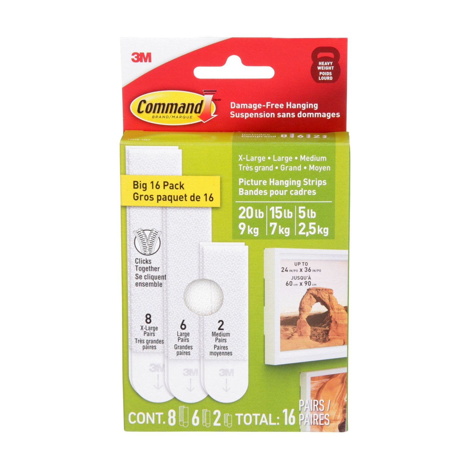 White Picture Hanging Strip Mixed Pack, 17218-16EF | 16 Pairs T4Z7 - product image 1