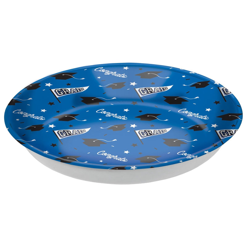 Grad" Round Plastic Reusable Serving Bowl, Blue, 14-in, for Graduation F3B0