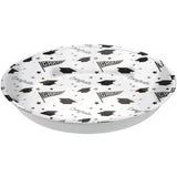Grad" Round Plastic Reusable Serving Bowl, White, 14-in, for Graduation Q3G7 - product image 1